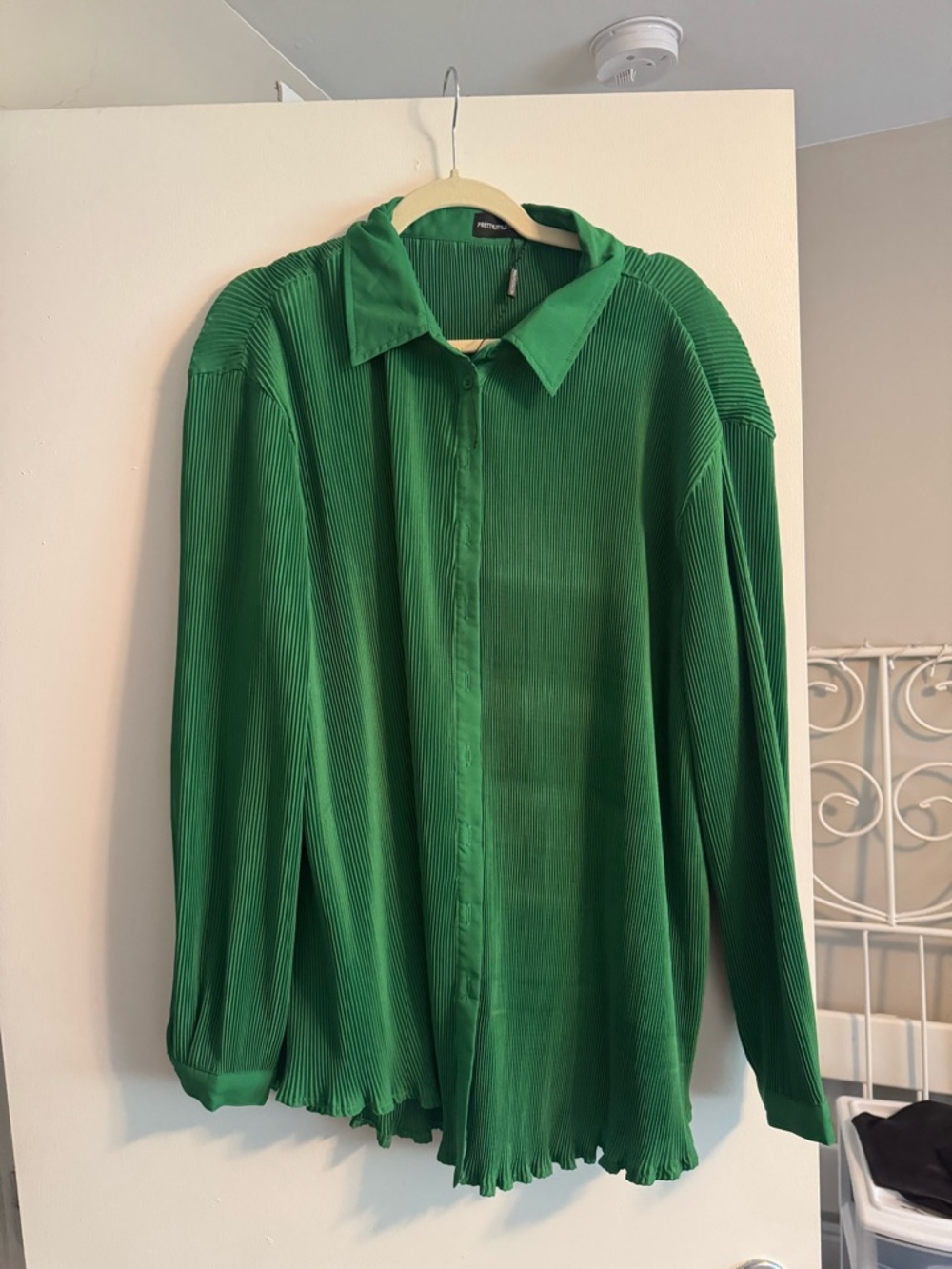 Green Ruched Button Up